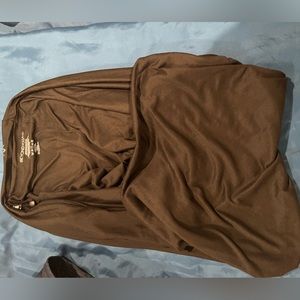 Infinity scarf with hidden zipper pouch.